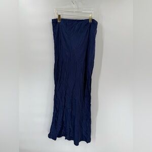 Anthropologie dark blue shiny midi skirt size large